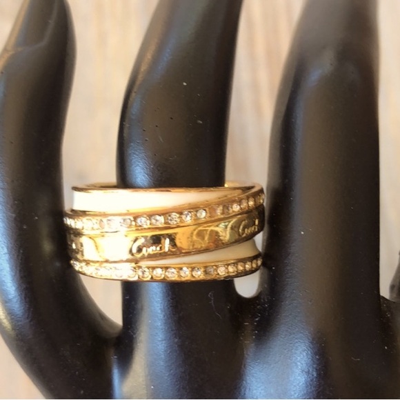 Coach Gold Plated Crystal Enamel Chunky Ring! - Picture 1 of 1
